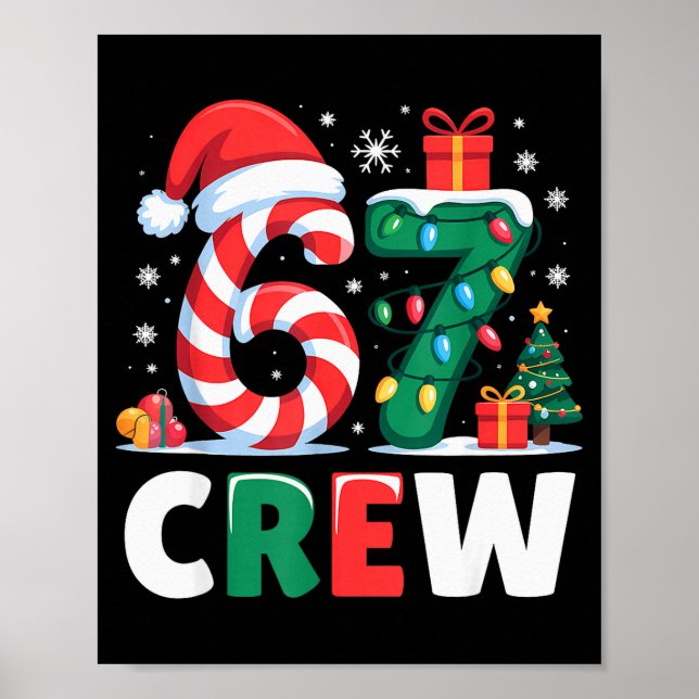 Christmas 67 Crew Brainrot Funny Candy Cane Lights Poster (Framsidan)