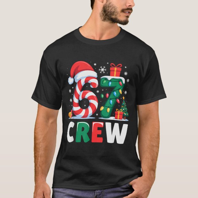 Christmas 67 Crew Brainrot Funny Candy Cane Lights T Shirt (Framsida)