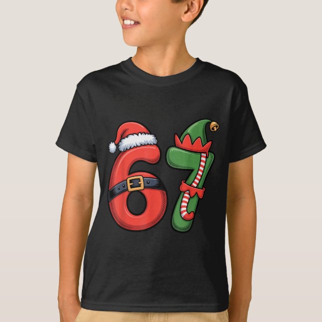 Christmas 67 Meme 67 Santa Elf - Six Seven  T Shirt (Framsida)