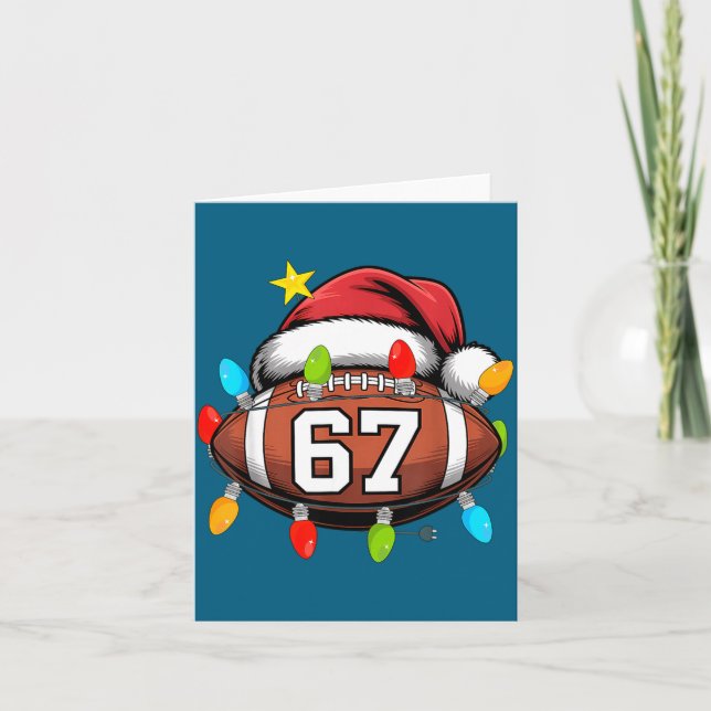 Christmas 67 Meme Football Santa Hat Funny Xmas Bo Kort (Framsida)