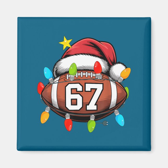 Christmas 67 Meme Football Santa Hat Funny Xmas Bo Magnet (Framsidan)