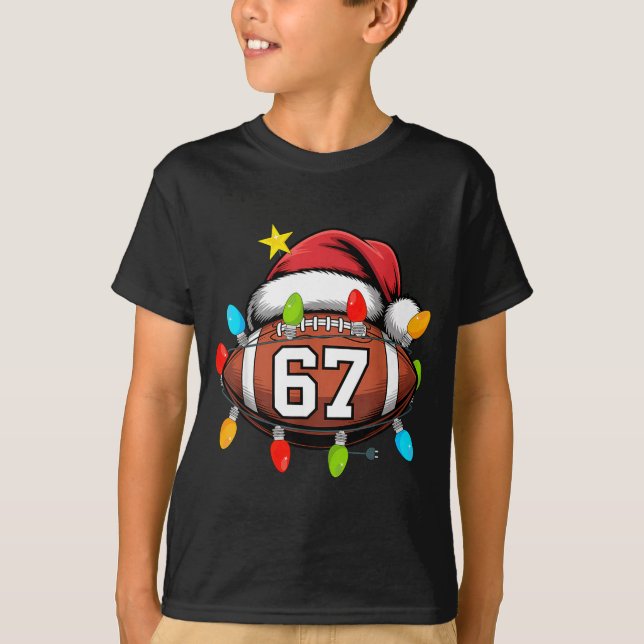 Christmas 67 Meme Football Santa Hat Funny Xmas Bo T Shirt (Framsida)