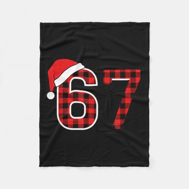 Christmas 67 Meme Six Seven Buffalo Plaid Santa Ha Fleecefilt (Framsidan)