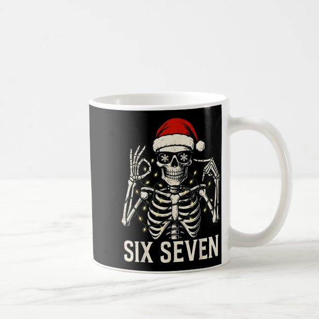 Christmas 67 Meme Skeleton With Santa Hat For Men  Kaffemugg (Höger)