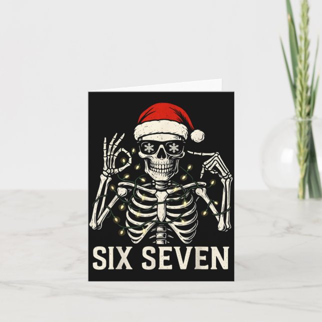 Christmas 67 Meme Skeleton With Santa Hat For Men  Kort (Framsida)