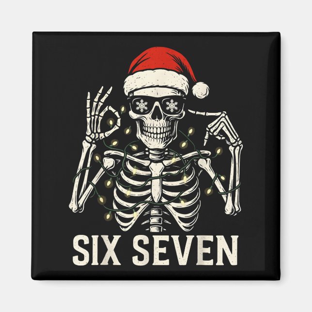 Christmas 67 Meme Skeleton With Santa Hat For Men  Magnet (Framsidan)