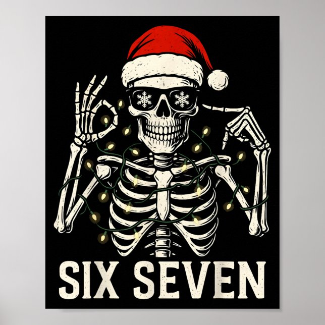 Christmas 67 Meme Skeleton With Santa Hat For Men  Poster (Framsidan)