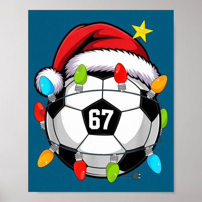 Christmas 67 Meme Soccer Ball Santa Hat Funny Xmas Poster (Framsidan)