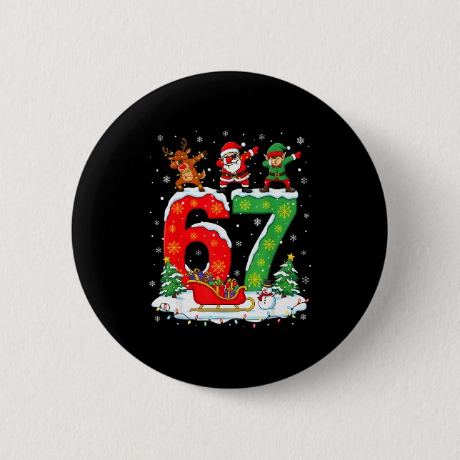 Christmas 67 Six Seven Meme Gen Alpha Reindeer San Knapp (Framsida)