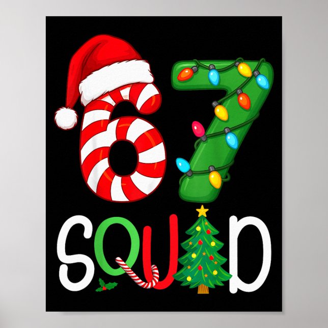 Christmas 67 Squad Funny Candy Cane And Lights Xma Poster (Framsidan)