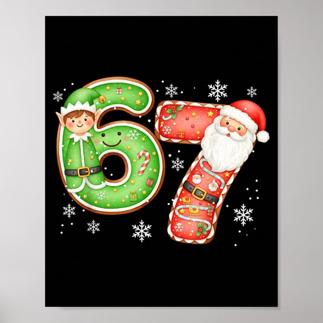Christmas 6 7 Six Seven Funny 67 Meme Santa Claus  Poster (Framsidan)