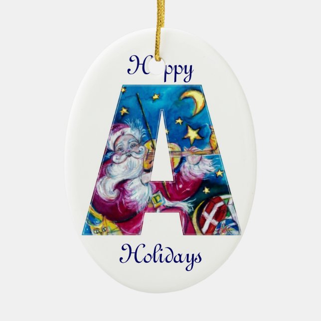 CHRISTMAS A BREV / INSPIRED SANTA MONOGRAM JULGRANSPRYDNAD KERAMIK (Framsidan)