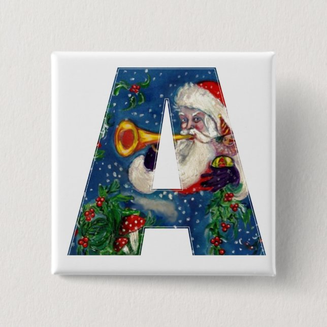 CHRISTMAS A BREV / SANTA BUGLER MONOGRAM KNAPP (Framsida)