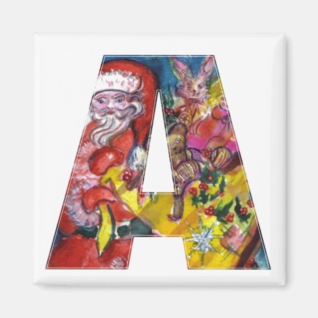 CHRISTMAS A BREV / SANTA MED GIFTS MONOGRAM MAGNET (Framsidan)