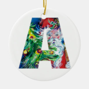 CHRISTMAS A BREV / SANTA MED JULGRAN JULGRANSPRYDNAD KERAMIK