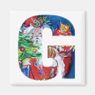 CHRISTMAS A BREV / SANTA MED JULGRAN MAGNET