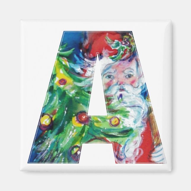 CHRISTMAS A BREV / SANTA MED JULGRAN MAGNET (Framsidan)