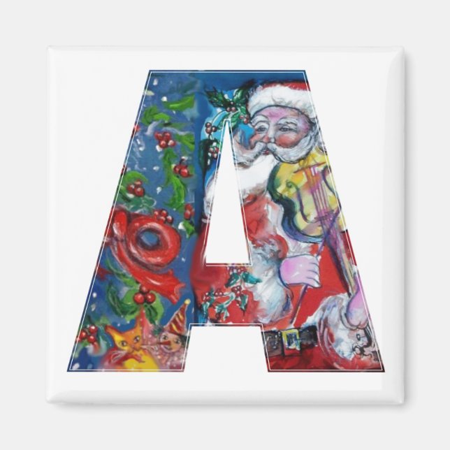CHRISTMAS A BREV / SANTA MED VIOLIN MONOGRAM MAGNET (Framsidan)