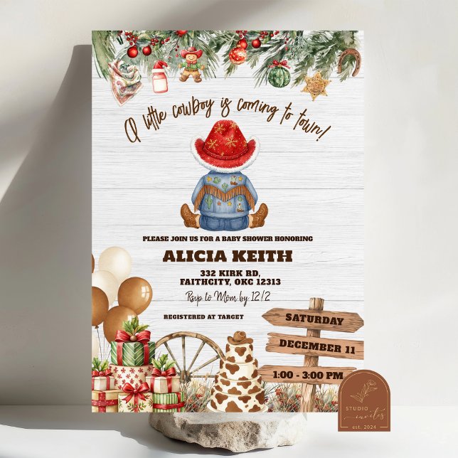 Christmas A Little Cowboy Baby Shower Invitation Inbjudningar (Skapare uppladdad)