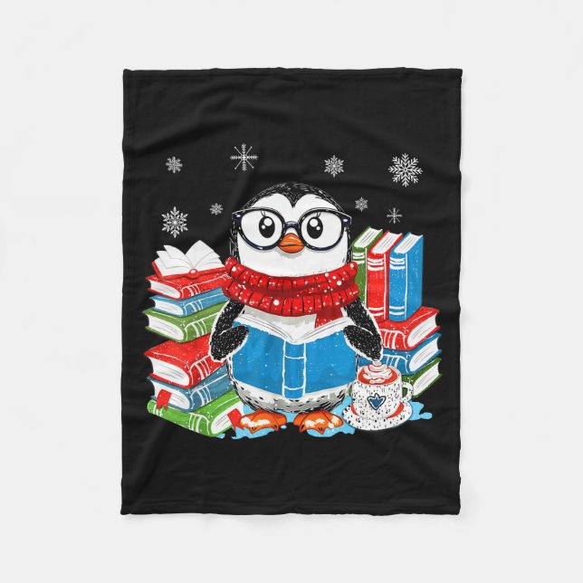 Christmas A Penguin Reading Book Snowflake Cocoa H Fleecefilt (Framsidan)