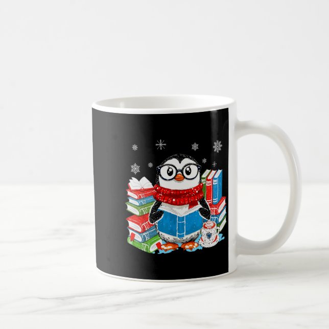 Christmas A Penguin Reading Book Snowflake Cocoa H Kaffemugg (Höger)