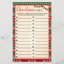 Christmas ABC Game Ugly Sweater Card Flygblad