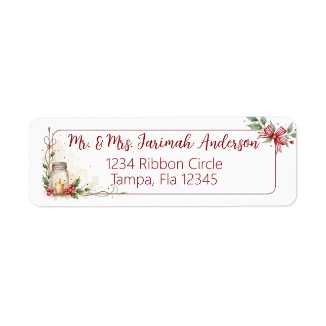 Christmas Address Label with Holly Returadress Etikett (Framsidan)