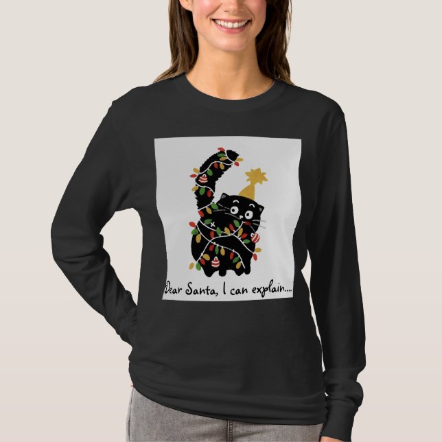 Christmas Aesthetic Santa Cat Cute Funny T Shirt (Framsida)