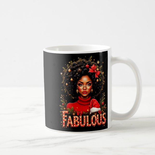 Christmas African American Melanin Afro Sleigh Que Kaffemugg (Höger)