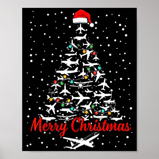 Christmas Airplanes Tree Lots Merry Christmas Men  Poster (Framsidan)