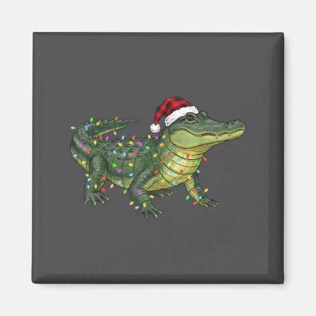 Christmas Alligator Holiday Reptile Funny Festive  Magnet (Framsidan)