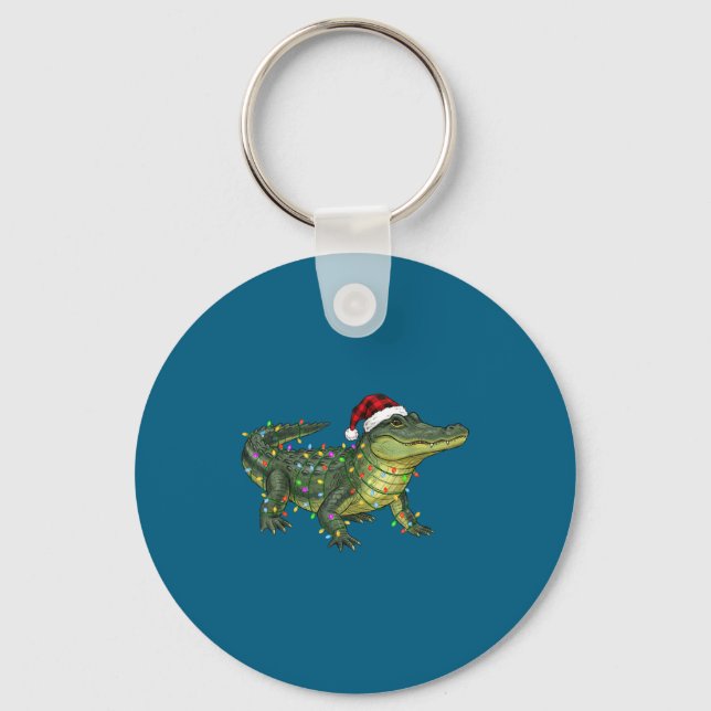 Christmas Alligator Holiday Reptile Funny Festive  Nyckelring (Framsida)