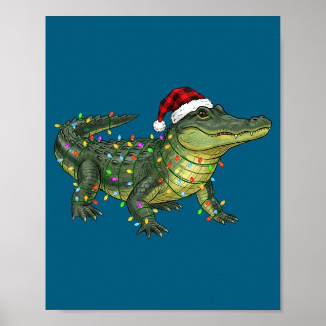 Christmas Alligator Holiday Reptile Funny Festive  Poster (Framsidan)