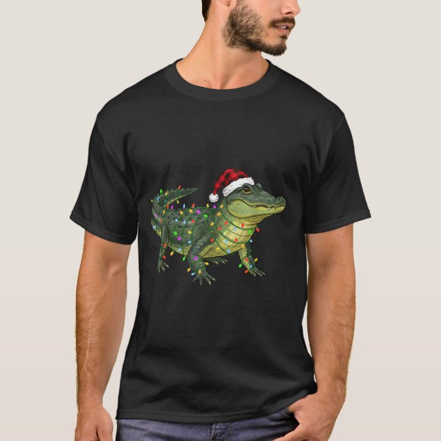 Christmas Alligator Holiday Reptile Funny Festive  T Shirt (Framsida)