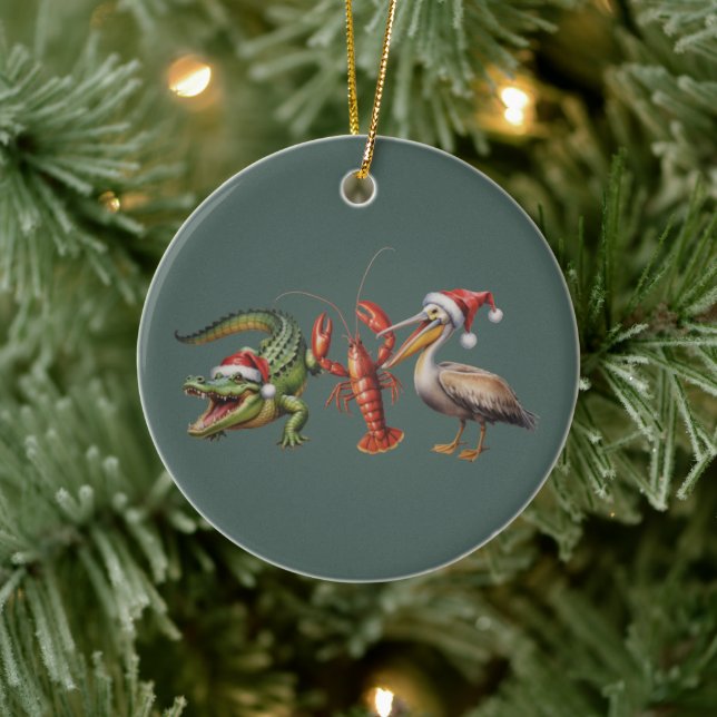 Christmas Alligator Pelican Crawfish Goose Animal Julgransprydnad Keramik (Träd)