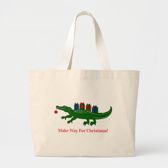 Christmas Alligator Tote Bag Jumbo Tygkasse (Framsidan)