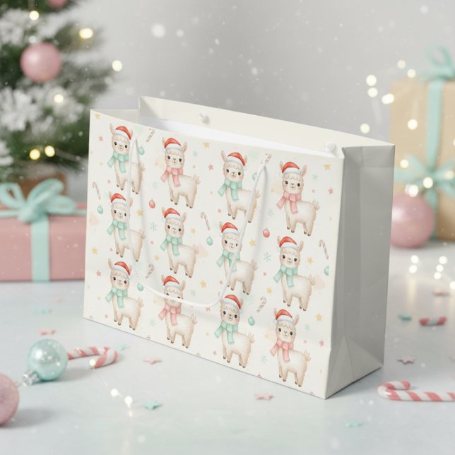 Christmas Alpaca Gift Bag  Cute Holiday Llama  (Christmas Alpaca Gift Bag Cute Holiday Llama)