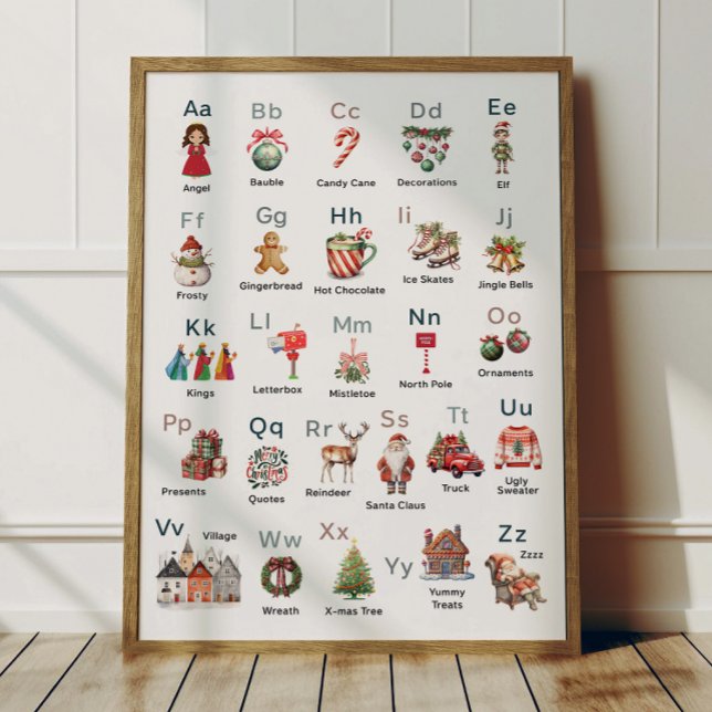 Christmas Alphabet ABC Poster Kids Room Decor (Skapare uppladdad)