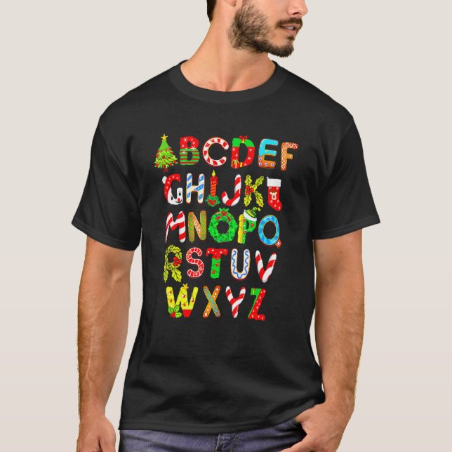 Christmas Alphabet ABCs Elemeno  For Teacher Stude T Shirt (Framsida)