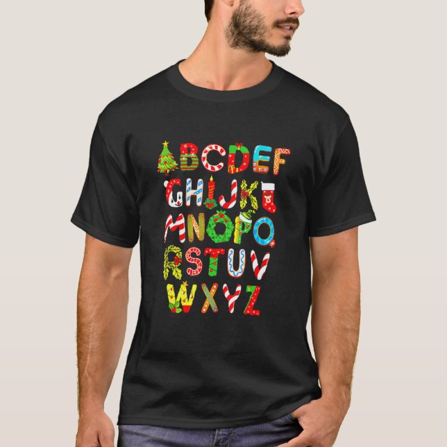 Christmas Alphabet ABCs Elemeno For Teacher Studen T Shirt (Framsida)