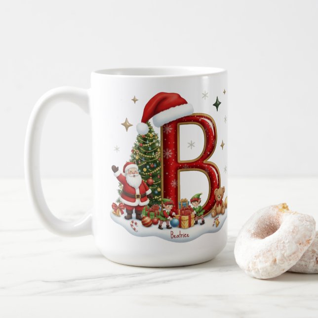 Christmas Alphabet Initial B with Santa Elves Kaffemugg (Med munk)