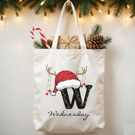Christmas Alphabet Monogram Tote Bag for Coworkers Tygkasse