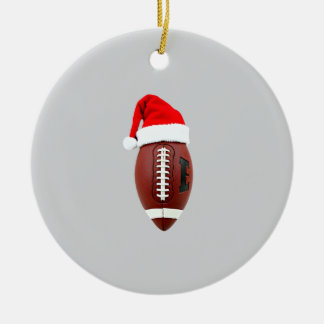 Christmas American Football Ball Santa Hat (3) Julgransprydnad Keramik