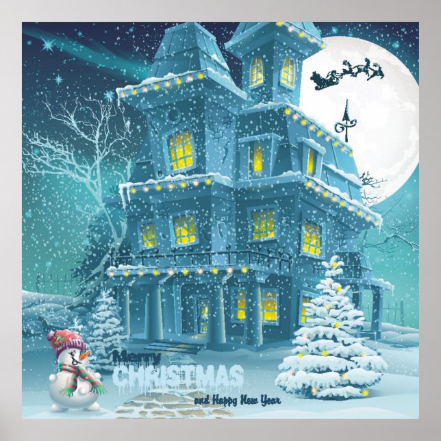 Christmas and New Year greeting card with the imag Poster (Framsidan)