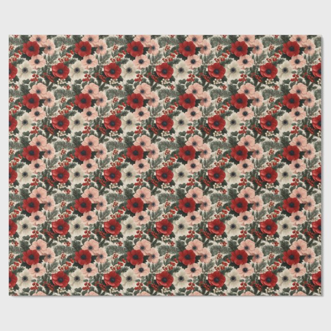 Christmas Anemone Floral Background holiday  Presentpapper (Platt)