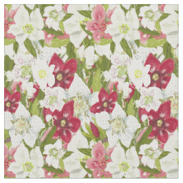 Christmas Anemones-Painted Hellebores Floral Tyg