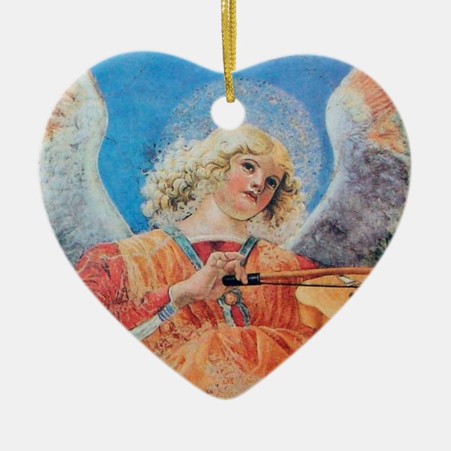 CHRISTMAS ANGEL Blue Sapphire Heart Julgransprydnad Keramik (Framsidan)
