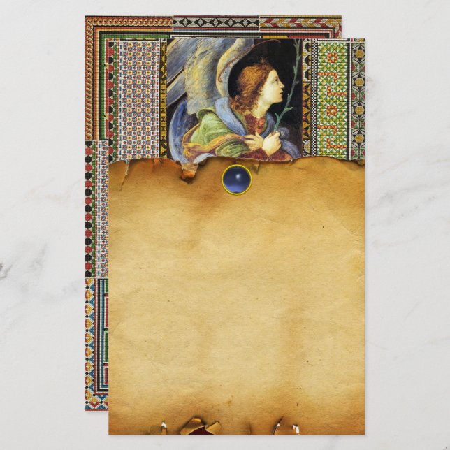 CHRISTMAS ANGEL by FILIPPINO LIPPI Parchment Brevpapper (Fram/baksida)