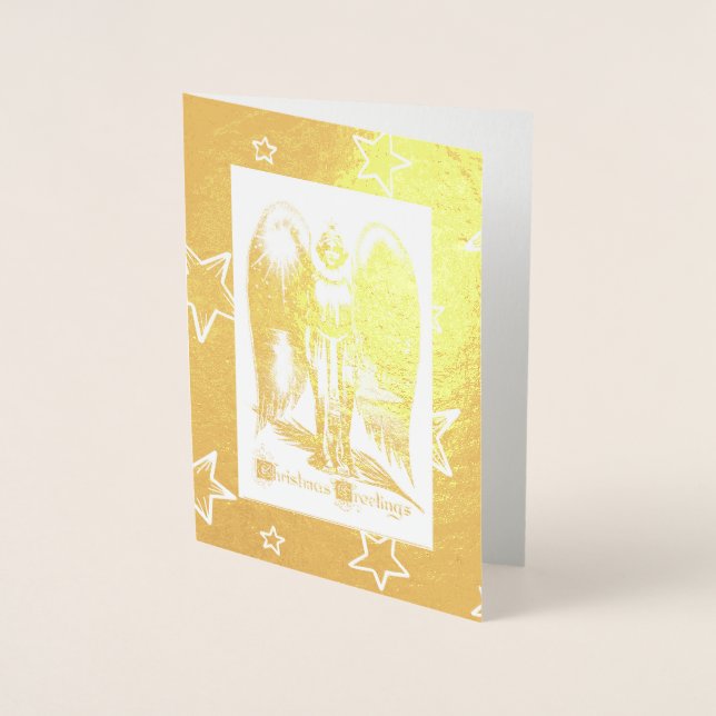 CHRISTMAS ANGEL GREETING CARD Foil Card Folierat Kort (Framsida)