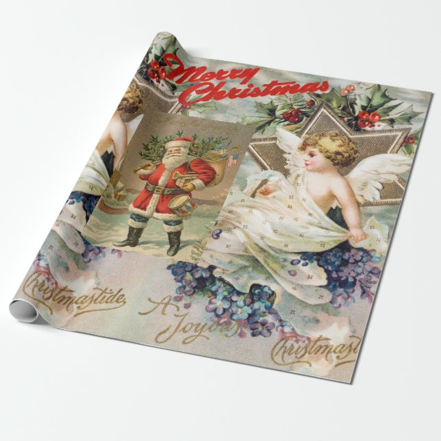 CHRISTMAS ANGEL-KOLLAGE Papprare Presentpapper (Utrullad)